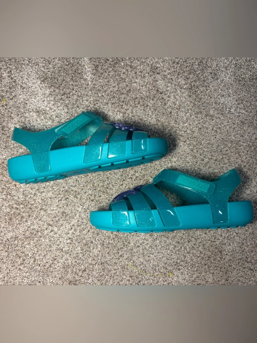 NEW Crocs Disney The Little Mermaid Ariel Isabella Glitter Jelly Sandals Teal J3